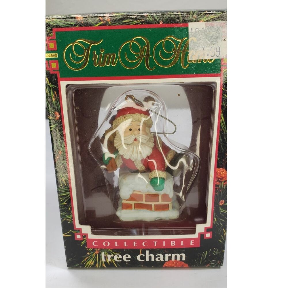 Vintage 1992 Trim a Tree Christmas Ornament "Santa in a Chimney"